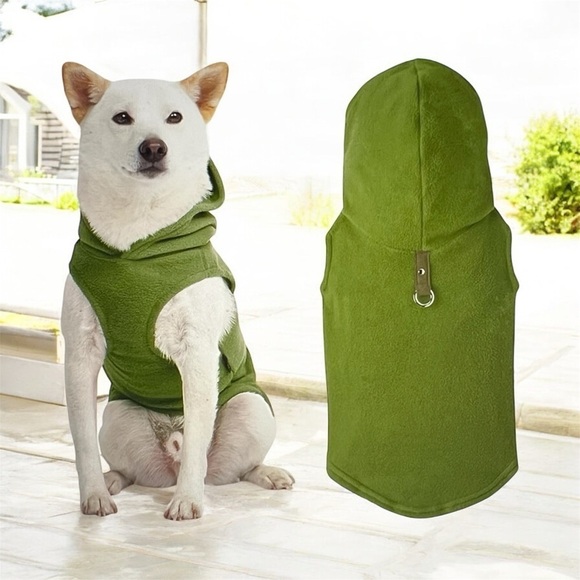 Gooby Fleece Vest Hoodie Dog Sweater - Green, Medium NWT - Picture 1 of 9